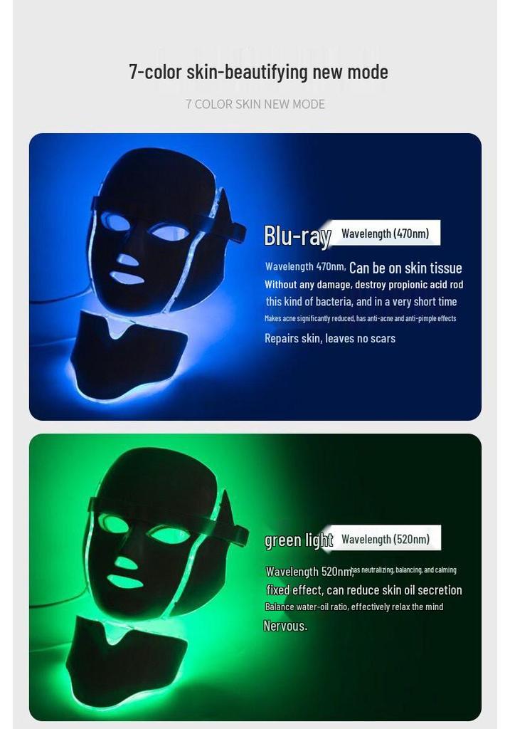 LED Spectrum Facial Care Mask with Neck Beauty Treatment