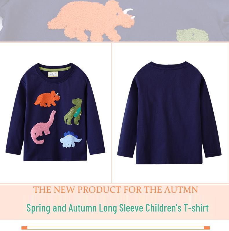 Children's Spring Cotton Long-Sleeve Pullover – European & American Style Round Neck T-Shirt for Boys