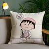 Cartoon Chibi M-Maruko-Chans Kissenbezug Weicher Kurzer Plüsch Beidseitiger Druck Heimdekoration Waschmaschinenfester Kissenbezug Geschenk