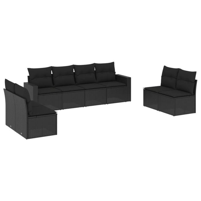 VidaXL Garden Lounge Set with Cushions 8 Pcs, Patio Sofas, Patio Furniture Set, Outdoor Furniture, Black 3218835