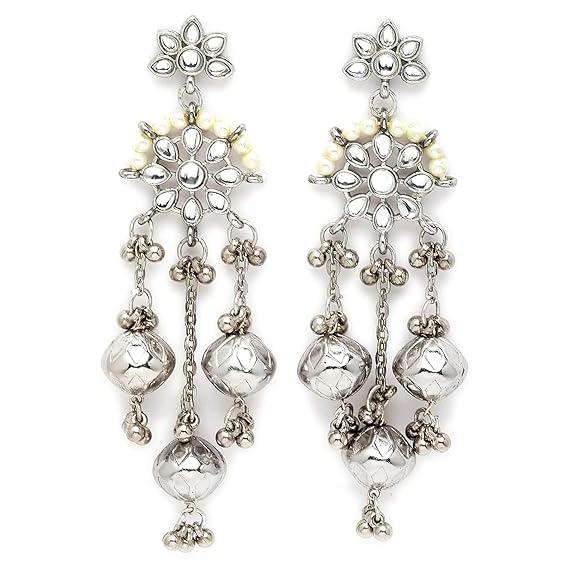 Комплект ожерелья-колье Kundan из окисленного серебра с дизайнерскими серебряными — фото 6