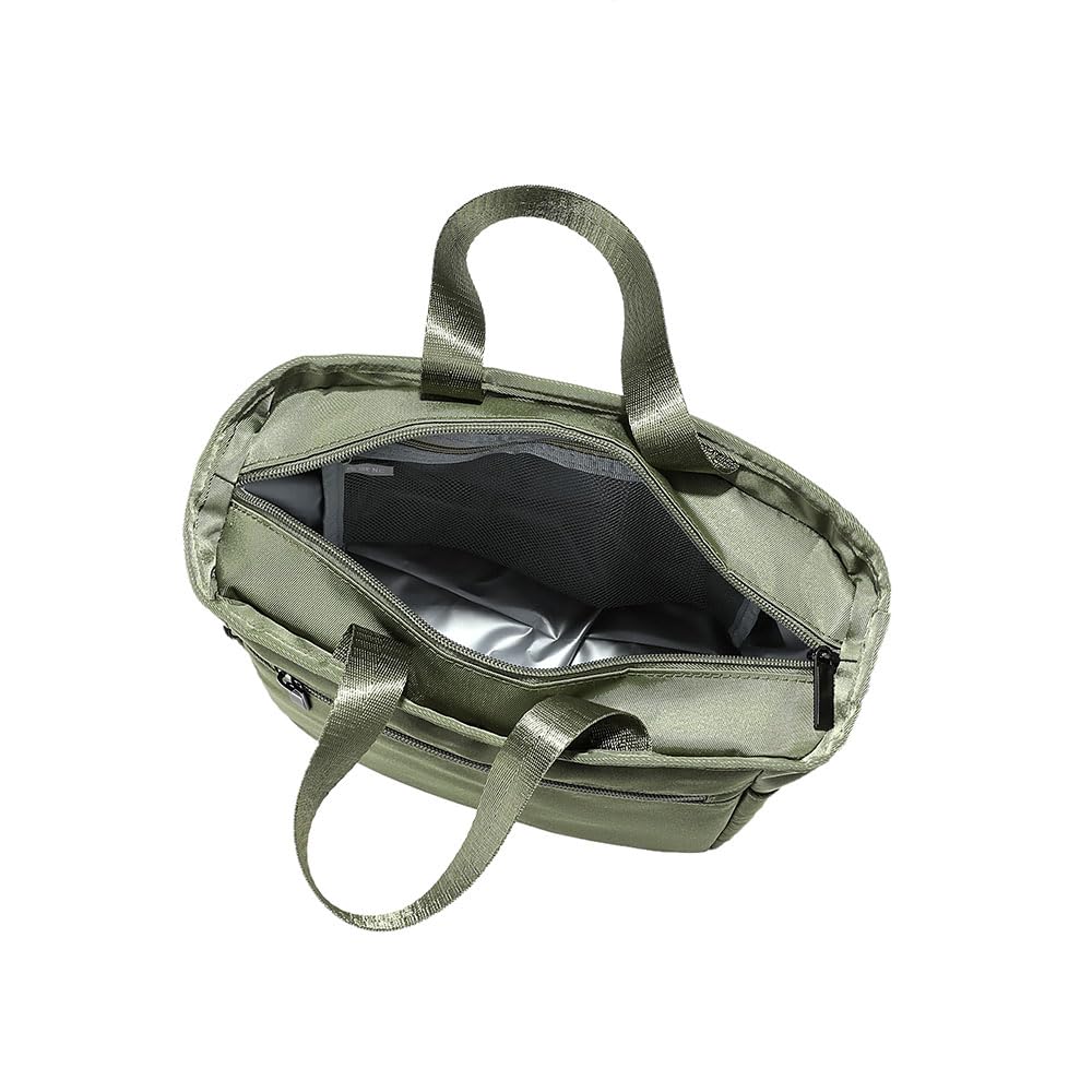 A delicious dark green insulated lunch bag perfect for lunch large enough to fit a water and perfect for 20cm x 21cm x 13cm boxes, bottle, camping.