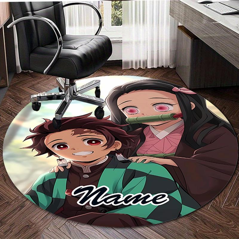 Personalized Demon Slayer Round Chair Office Rug - Perfect for Mat, Office Chair & More - Ideal Gift for Birthdays and Holidays