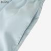 ZANZEA Women Casual Elastic Waist Loose Casual Lace Splice Cropped Pants