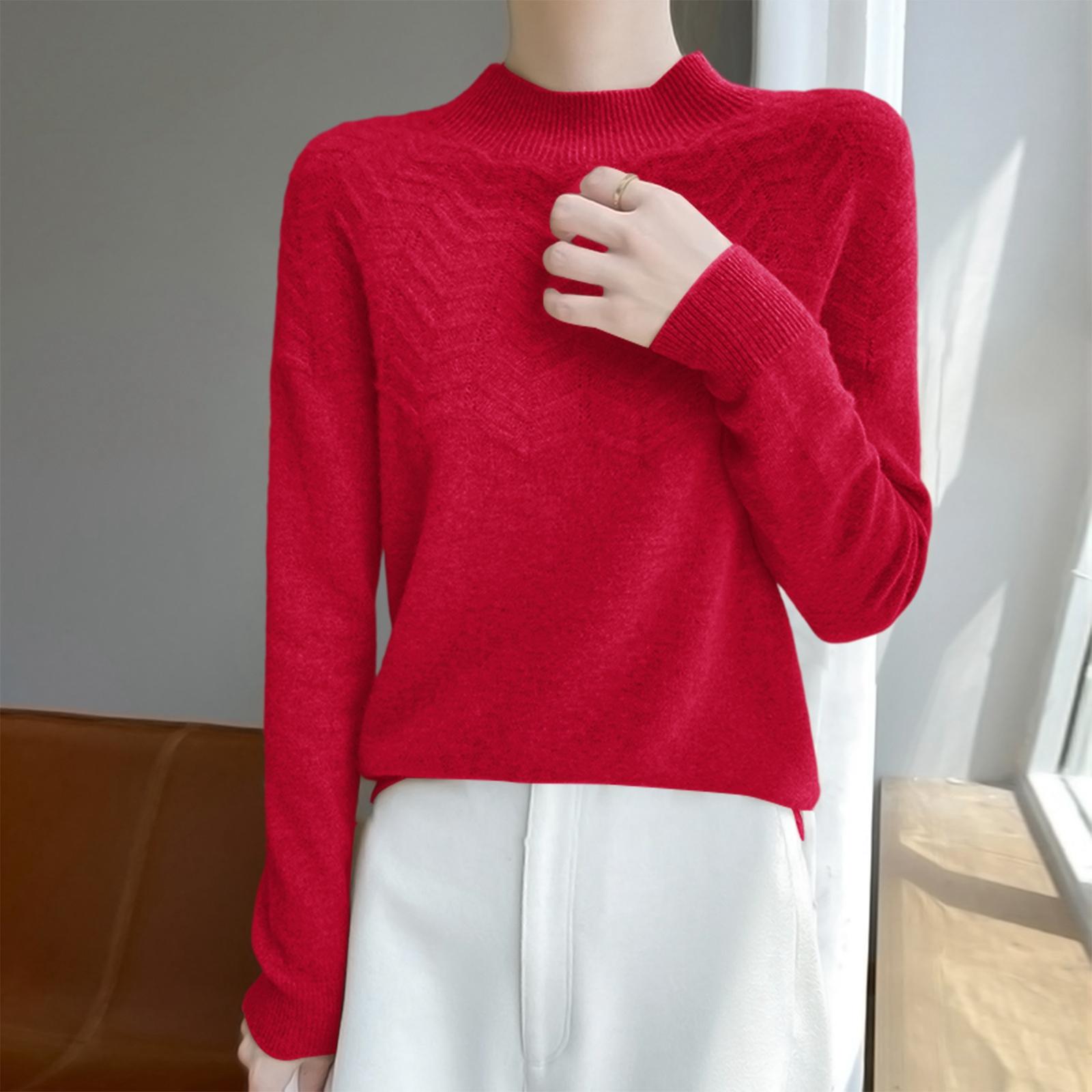 

Women s Warm Half Turtleneck Pullover Long Sleeve Sweater XL красный