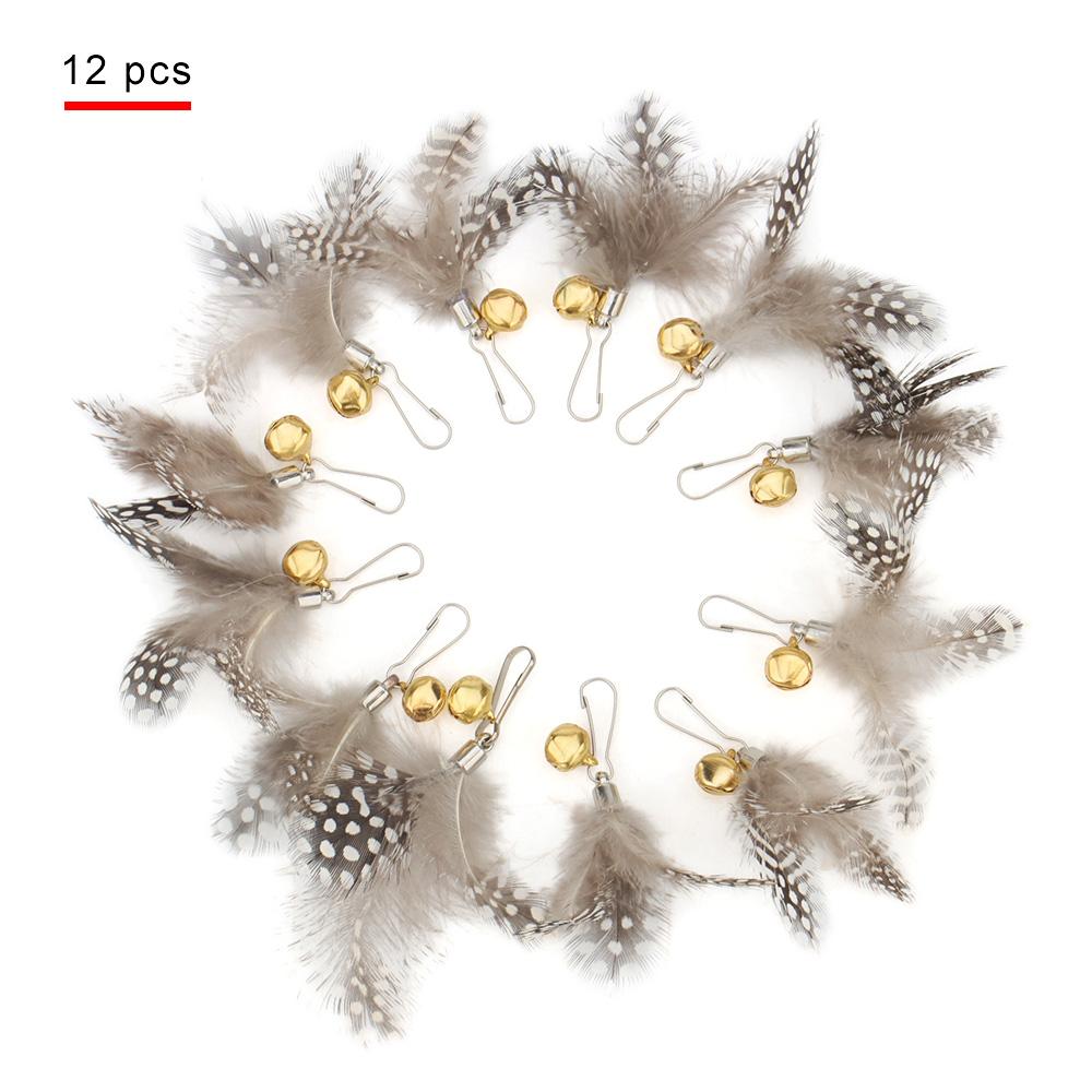 

12pcs Short Feather Accessories Replacement Head For Cat teaser Stick Kitten Toy Bell Feather Pet Products