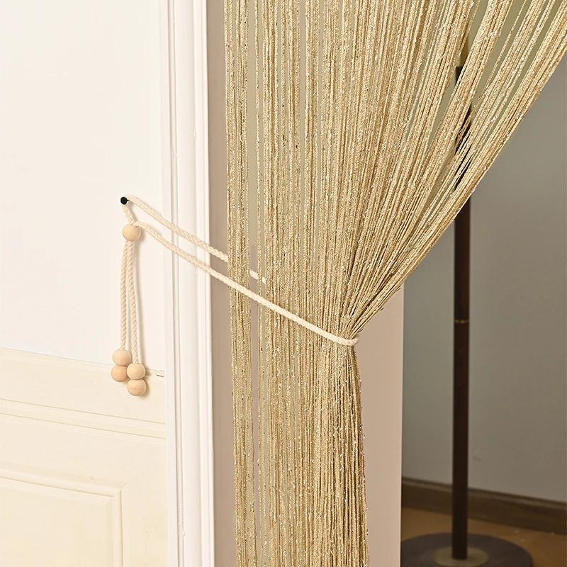 Perdele cu Fir Velcro Panou Ecran Panglică Șnur Separator Jaluzea pentru Camera de Zi Ușă Perete Panou Fereastră Perdea cu Ciucuri Perdea de Ușă cu Velcro