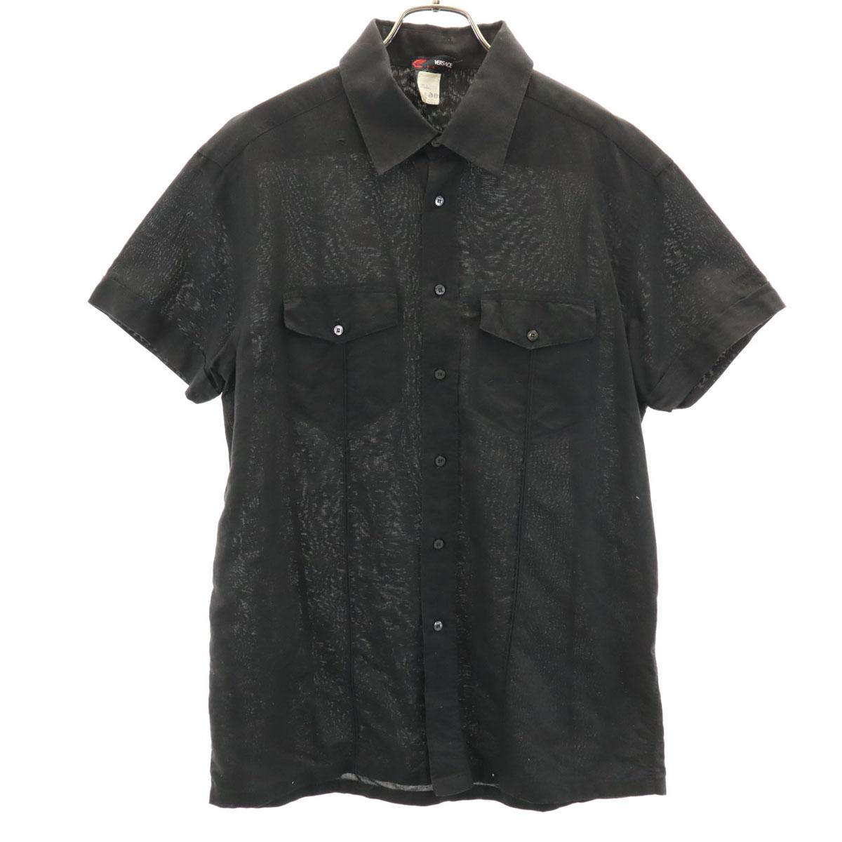 

VERSACE SPORT Рубашка с коротким рукавом из смесового льна XXL черная Мужская Б/У