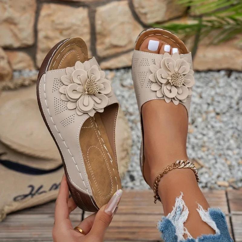 Fashion Women Slippers Non-Slip Walking Shoes Slip on 2025 Summer New Wedge Sandals Women Party Slippers Woman Footwear Slides Women