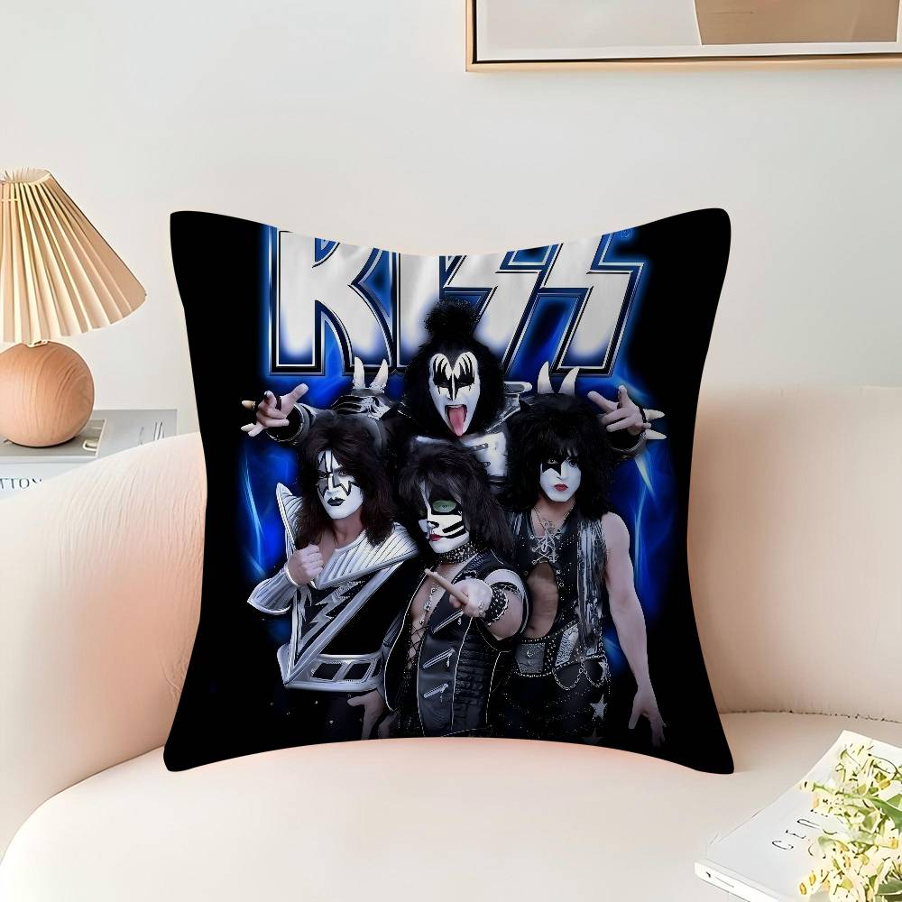 

Rock Band Kiss Landscape Screen Pillowcase Toon Gift Cushion Cover Bedroom Home Sofa Chair Seat Decor Pillow Case 12x12Inch