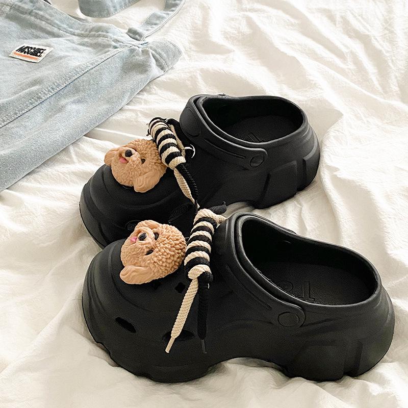 Adorable Kids' Non-Slip Puppy Clogs for Girls - 2025 Summer Beach Toe Slippers with Thick Soles