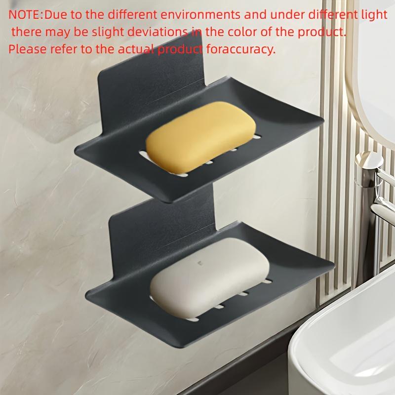 2 ks - Nástěnný držák na mýdlo bez vrtání, Odvodňovací mýdlenka, Polička na vonné předměty z uhlíkové oceli, Krabička organizér na mýdlo do koupelny, Koupelnové doplňky