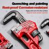 8in/10in/12in Heavy Duty Straight Pipe Wrench Adjustable Aluminum Plumber Wrench with Floating Hook Jaw I Beam Handle Red