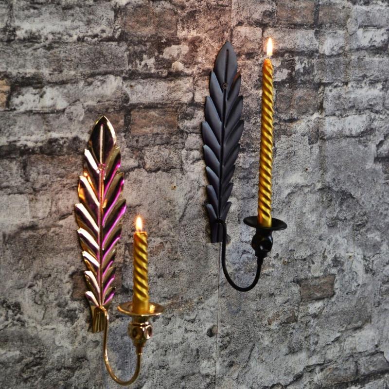 2PCS Candle Holders Candlestick Metal Leaf Shape Wall Sconces For Dining Room Elegance And Home Wedding Setting