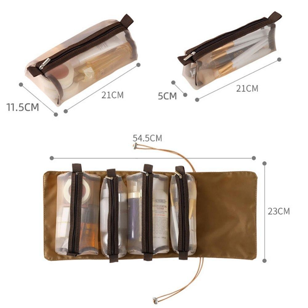 Přenosná cestovní taška na líčení Nylonová taška na make-up 4 v 1 Skládací cestovní taška Roll-Up taška na make-up Velkokapacitní organizér toaletních tašek