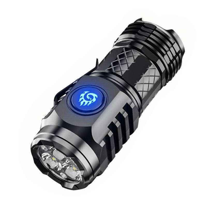 High Power 3*XPG LED Flashlight Type-C Rechargeable Zoom Fidget Spinner Torch with Luminous Strips Decompression Lamp for Outdoor Camping Daily Use