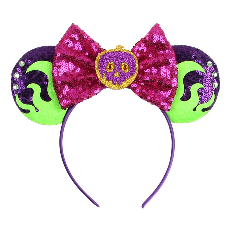 Halloween Mouse Ears Headband Sequins Bow Hairband For Women Featival Party DIY Hair Accessories Boutique