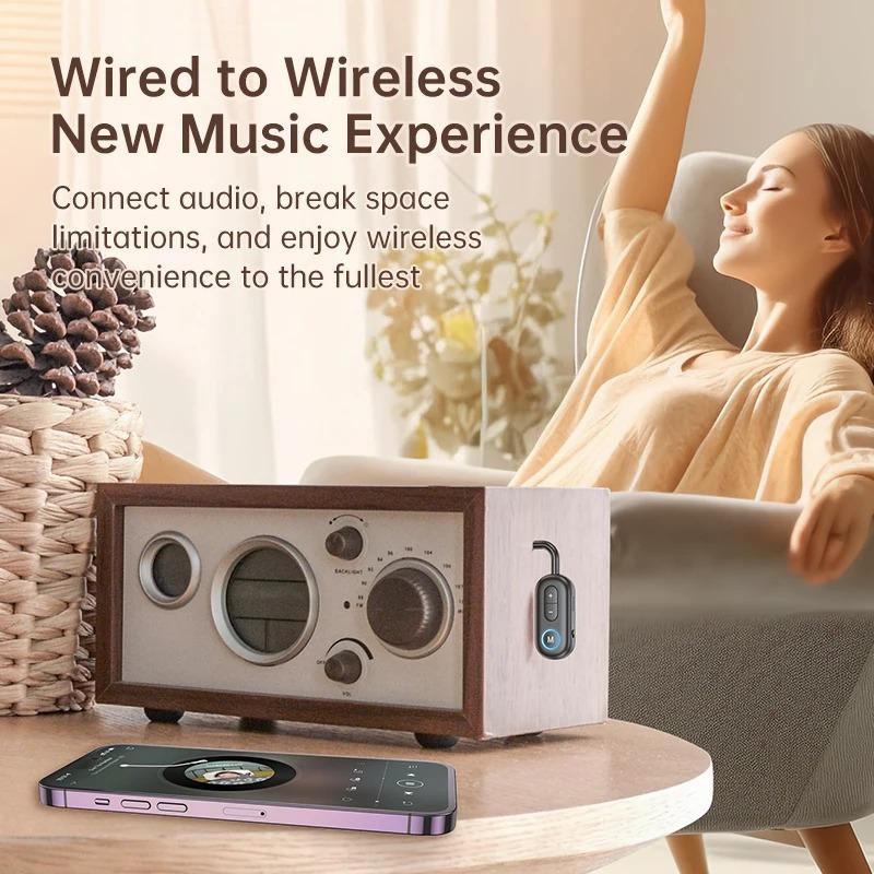 Bluetooth 6.0 Audio Transmitter Receiver 3.5MM AUX Hifi Stereo Music Wireless Adapter With Mic For Car Airplane TV PC Headphone