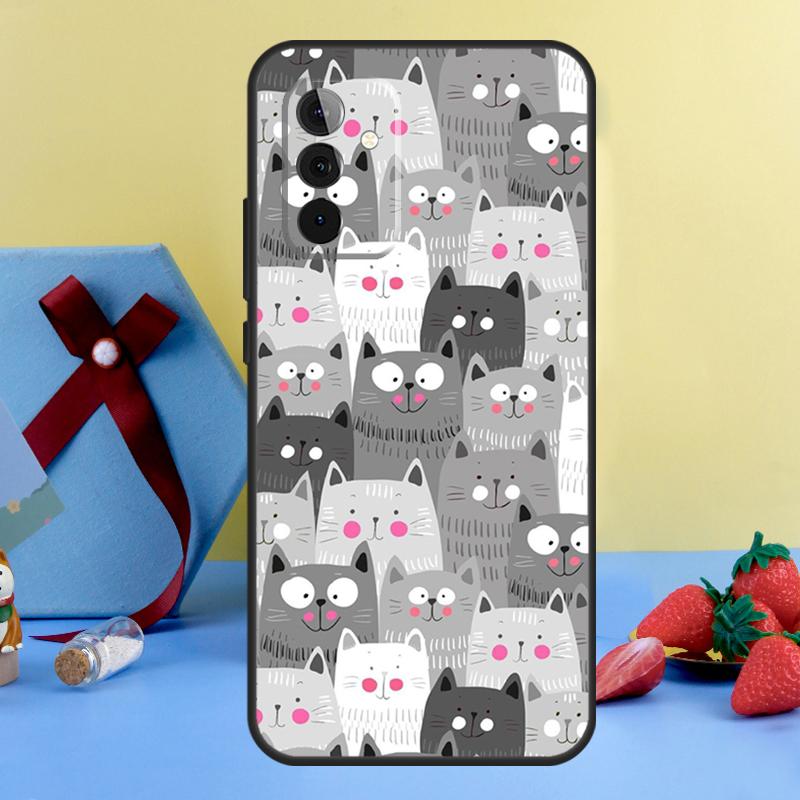 Cute Cartoon Cat Case For Samsung Galaxy A35 A55 A15 A54 A34 A14 A52 A32 A12 A13 A33 A53 A17 A16 A26 A36 A56