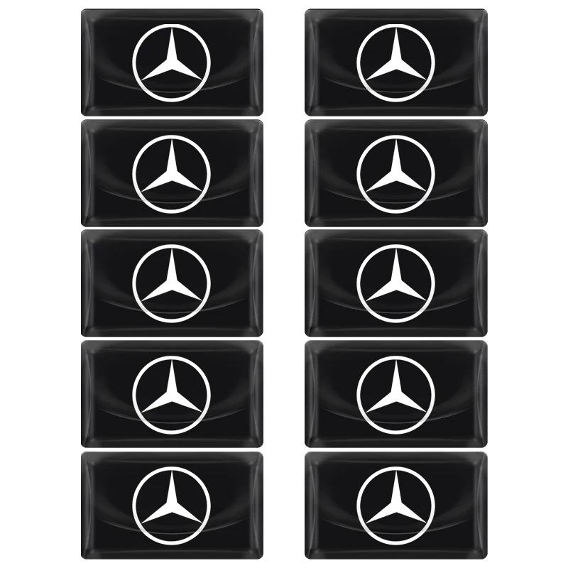OLV5 2/10Pcs Carbon Fiber Steering Wheel Car Logo Emblem 3D Stickers For Mercedes Benz AMG W205 W218 W177 W176 W169 A B C E S Class