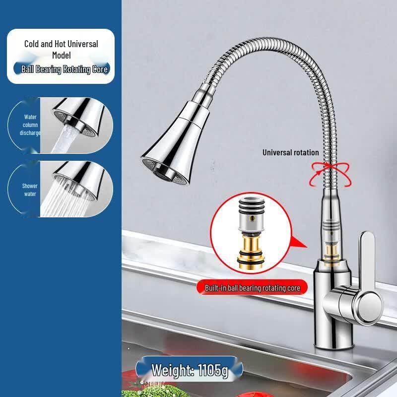 Lindong Universal Swivel Hot & Cold Retractable Brass Faucet