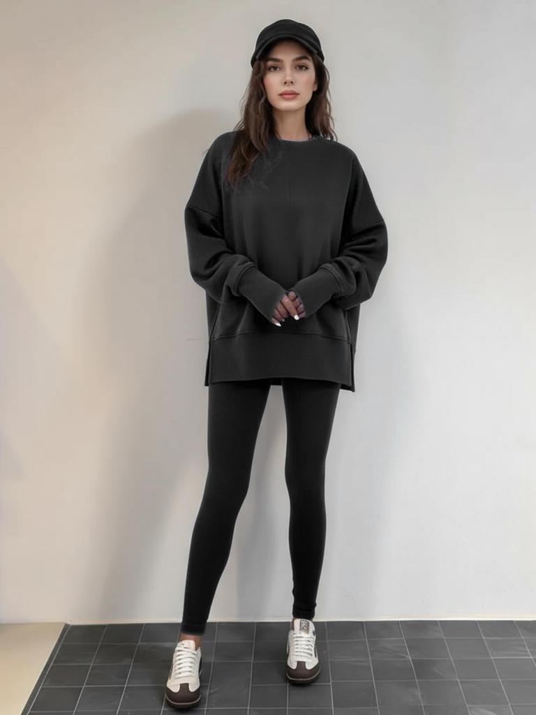 Women's European & American Casual Loose Sweatshirt and Skinny Pants Set - 2025 Autumn/Winter Collection