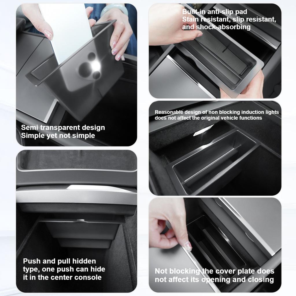 For Tesla Model 3 Highland Y Juniper 2025 Central Control Phone Storage Box Holder Console Organizer Car Storage Box Accessories