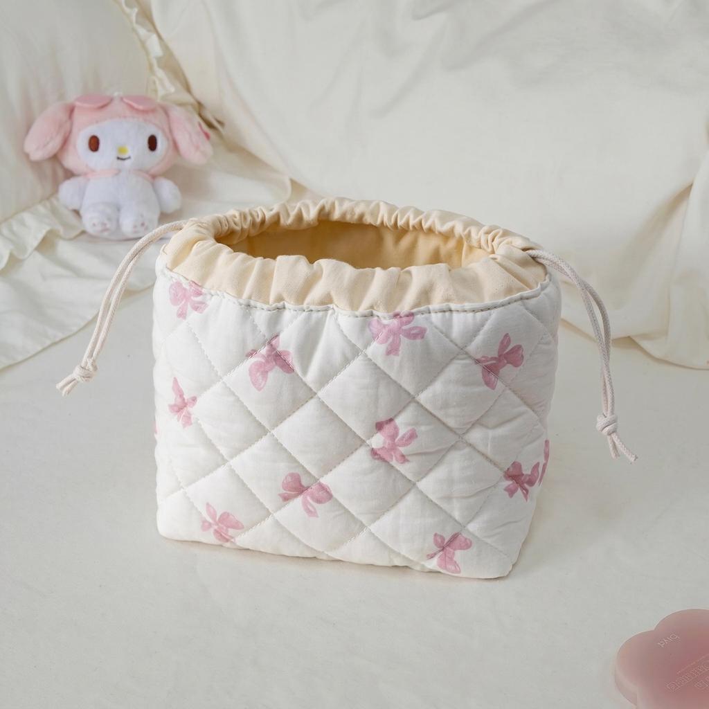 Premium Quilted Travel Storage Pouch: Large Capacity, Cute Drawstring Design