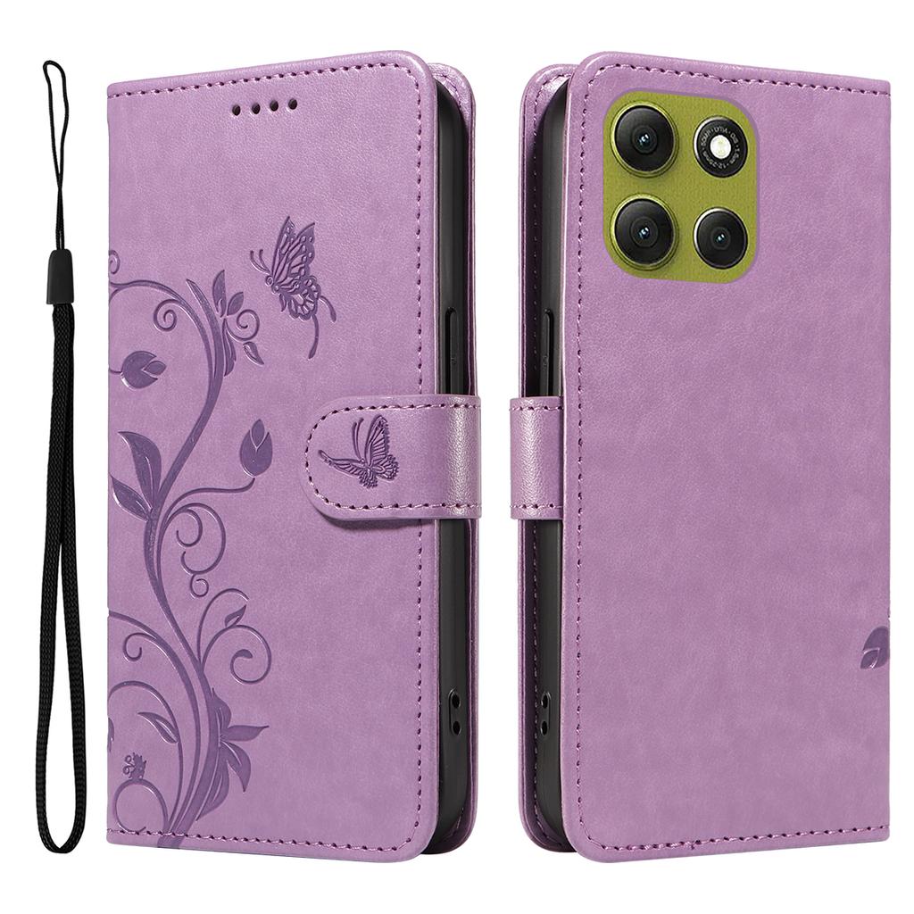 For Motorola Moto G86 5G/G86 Power 5G PU Leather Cases Flower Pattern Wallet Stand Phone Cover with Strap