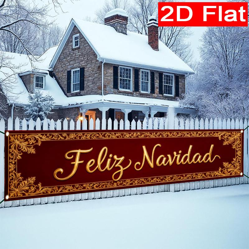 Spanish Festive Xmas Merry Christmas Outdoor Banner, Garden Fence Porch Decoration