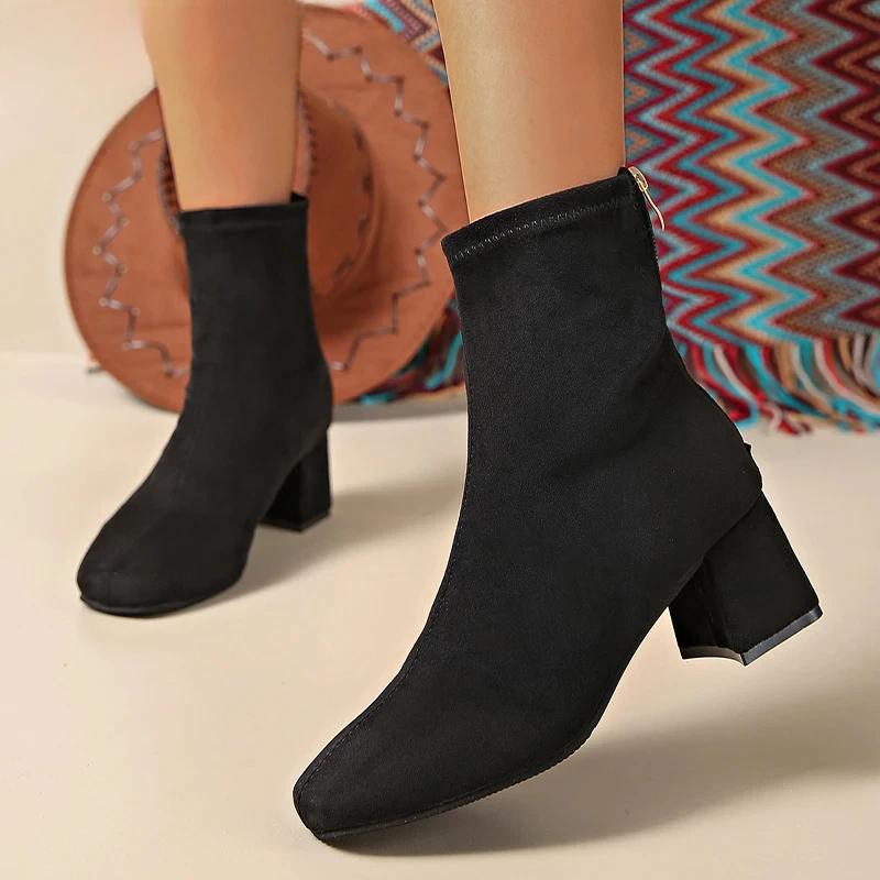 Größe 43 Damen Leopard Klobige Stiefeletten Sexy Hohe Absätze Mode Schuhe Frau Trend Chelsea Boots Winter Pumps Neu