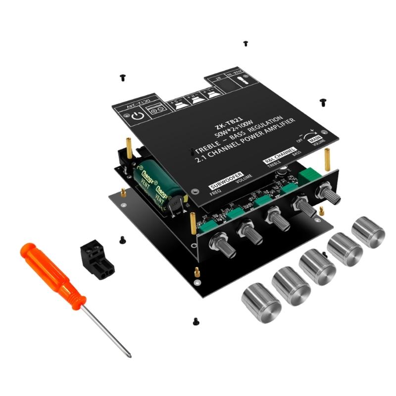 ZK-TB21 2.1-Channel Bluetooth-compatible 5.0 Audio Amplifier Board Module 50Wx2+100W AMP