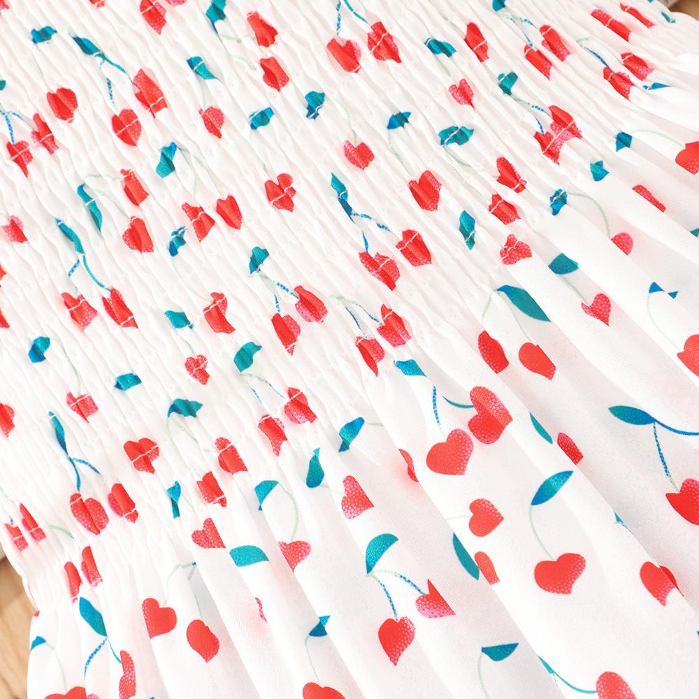 Dziewczęca sukienka codzienna z bufiastymi rękawami, sukienki księżniczki z nadrukiem dla dzieci, ubrania letnie