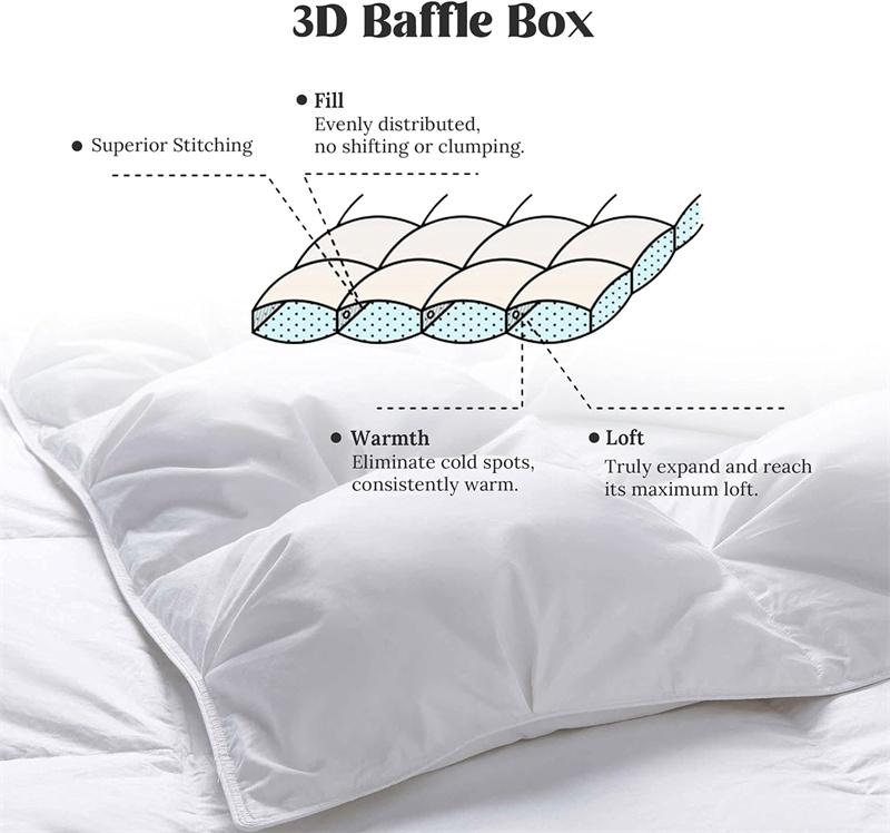 3D Bread White Goose Down Filler Comforter King Queen Size Duvet Insert, 100% Cotton Cover, All Seasons Quilt Thicken Blanket
