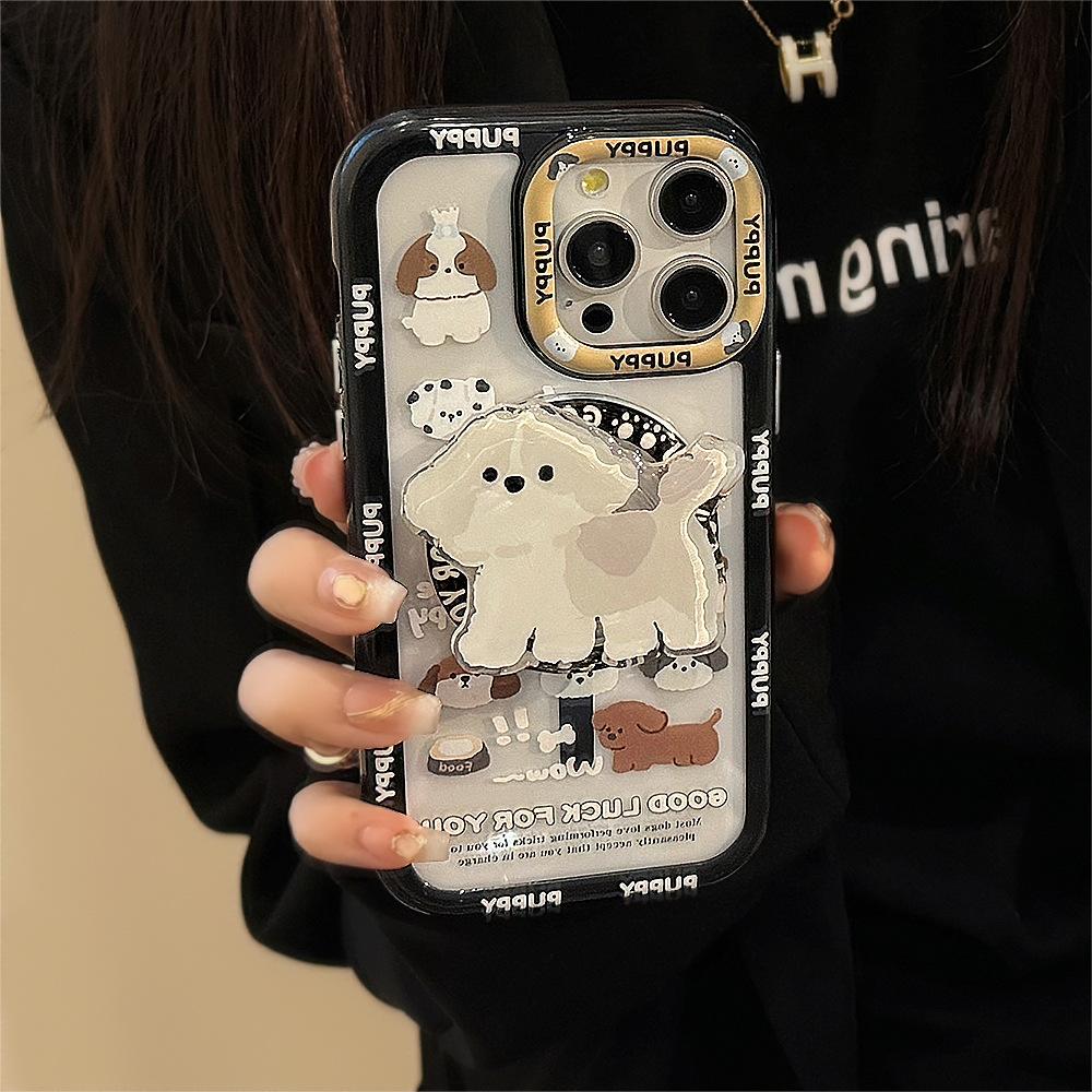 Personalized Graffiti Dog IPhone Case 16 Suitable for 14ProMax Magnetic Bracket IPhone 13 American 12 Hard
