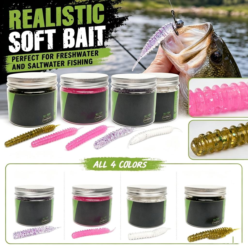 Sinking Soft Plastic Worm with Screw Tail Scented for and Fishing 60mm 1.2g