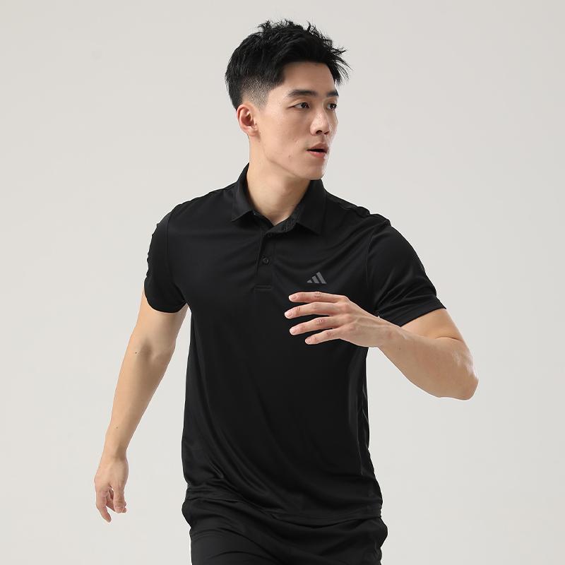 adidas Golf Three Stripes Logo Casual Breathable Quick-Dry Short Sleeve Polo Shirt Men Tops Black KD7255