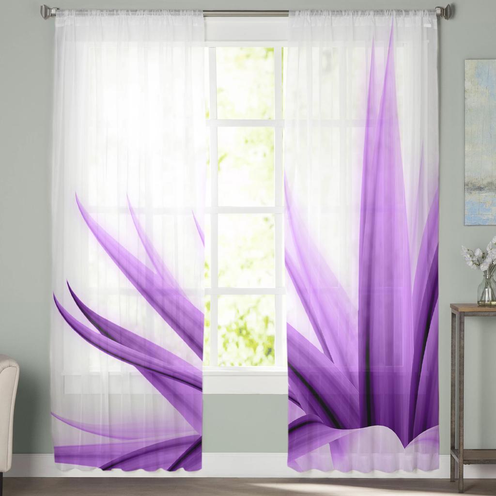 Flowers Purple Petals Beautiful Tulle Curtains For Living Room Sheer Curtain Bedroom Voile Decorative Window Treatments