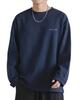 JHIJSC Men's Long Sleeve T-Shirt, Spring, Simple, Cotton, Solid Color, Loose Fit, Stylish, Plus Size (L, Navy)