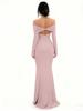 2026 Autumn One-Shoulder Slit Long Sleeve Slim Fit Socialite Dress