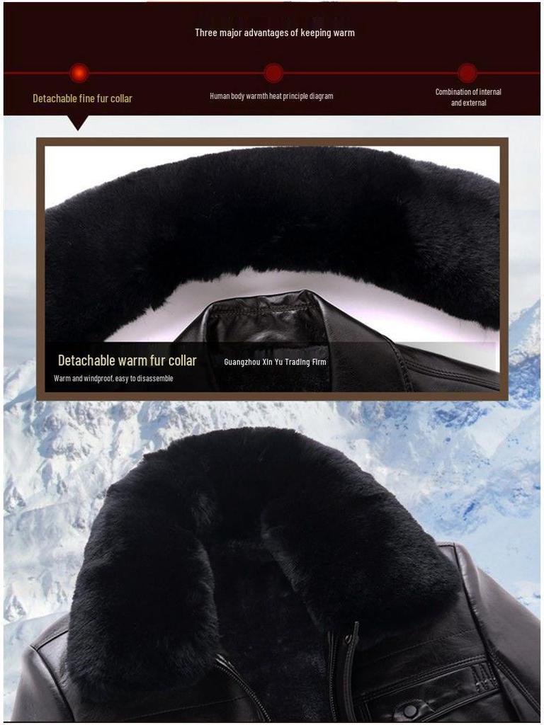 Men's Warm Leather Jacket for Middle-aged & Elderly 