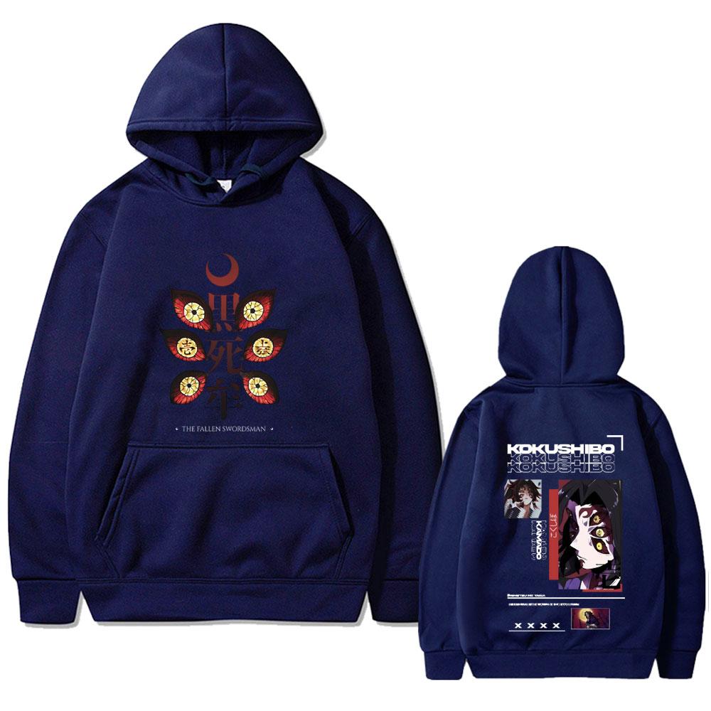 Anime Demon Slayer Kokushibo Grafik Hoodie Herren Damen Kleidung Hohe Qualität Fleece Baumwolle Pullover Männlich Vintage Hoodies