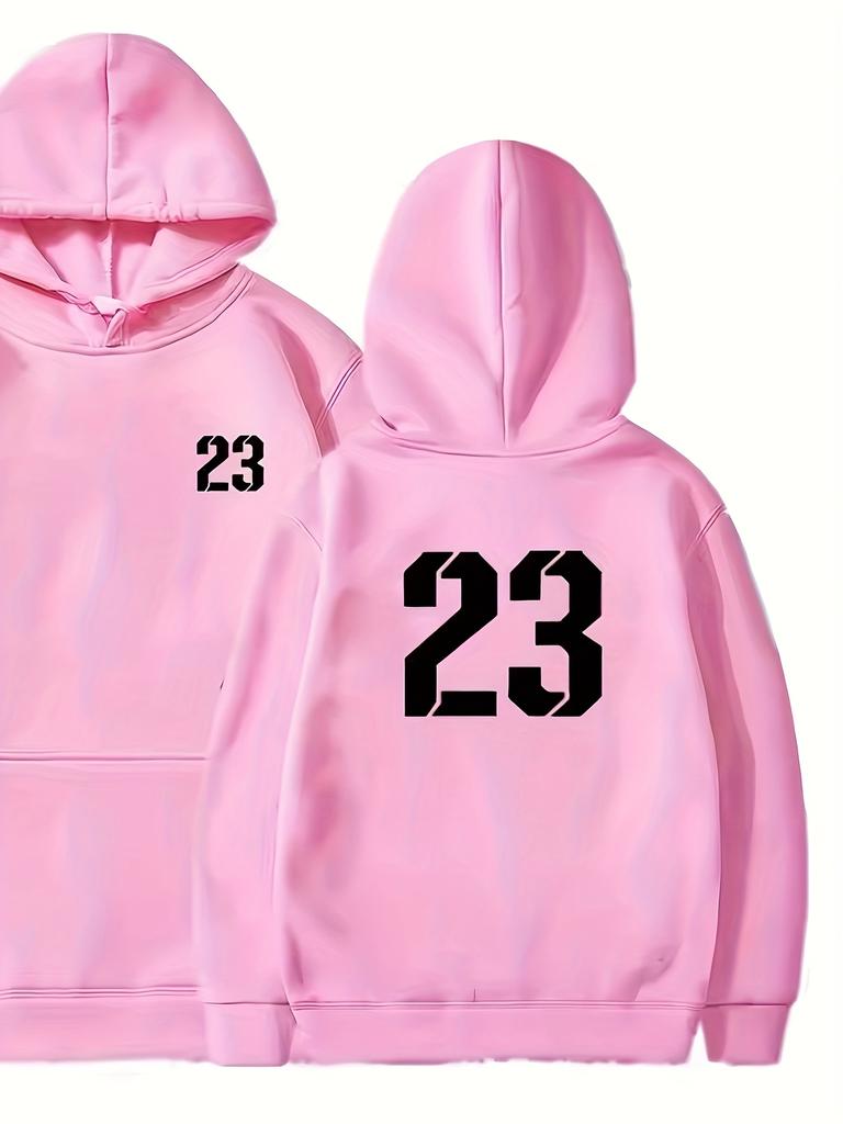 2025 Simple Sports Sweatshirt with Number 23 Print Loose Fit Hooded Sweater for Men Comfortable Pullover for Spring Autumn