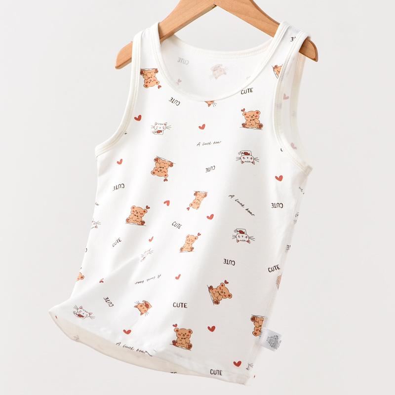 Traceless cotton children's vest summer new boys and girls baby suspender sleeveless boneless backing thin pajamas tide