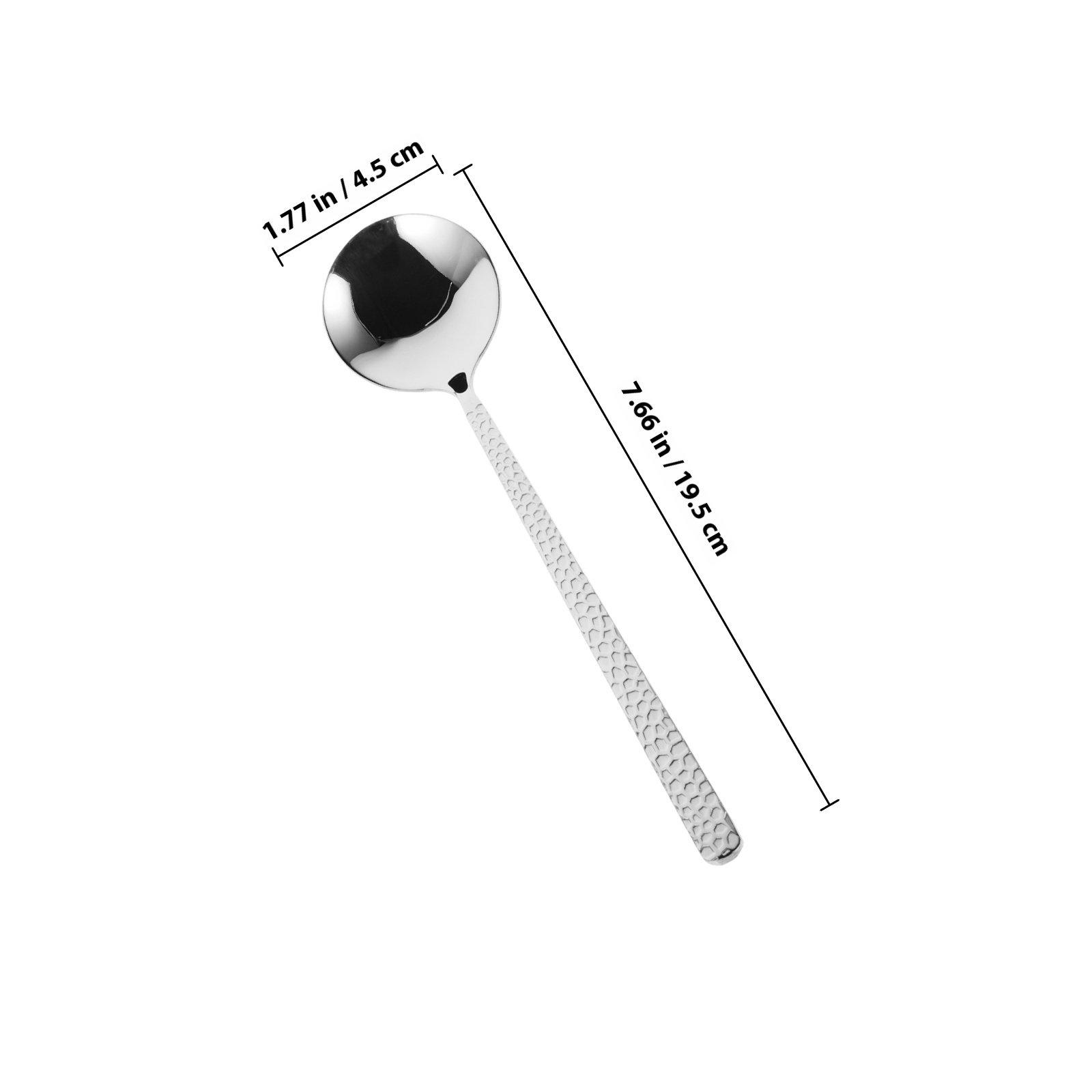 Stainless Steel Hammered Long Handle Spoon Large Cooking Serving Spoon Food Serving Utensil Kitchen Scoop for Home Party серебряный