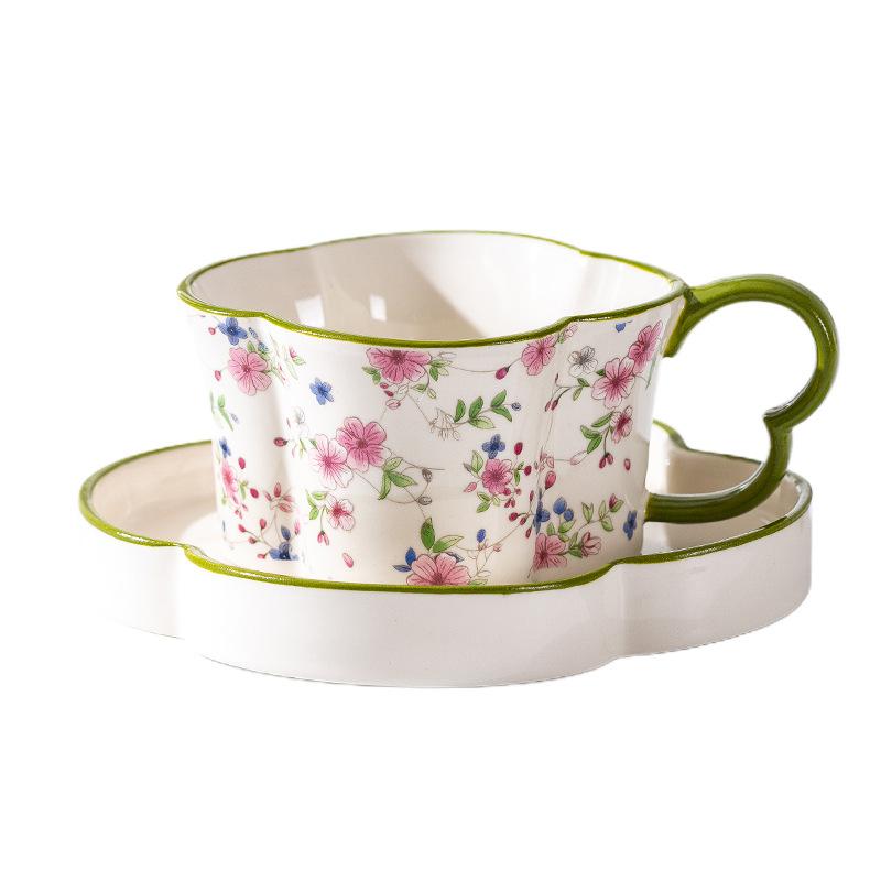 Premium Flower Coffee Cup and Saucer Set, High-end Exquisite Afternoon Tea Cup Gift Box, Wedding Gift Souvenir