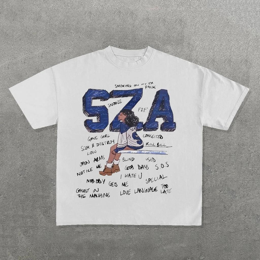2025 SZA MARIAS Lamar T-shirt Grand National Tour Odzież męska i damska Oversize Vintage Unisex Wysokiej jakości bawełniane ubrania