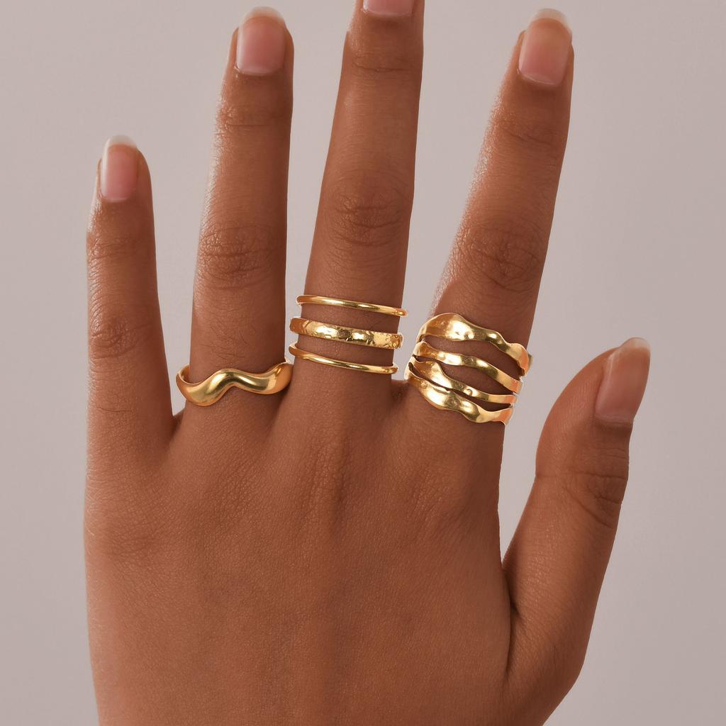 Vnox Aesthetic Geometric Rings For Women,Stainless Steel Smooth Adjustable Open Finger Ring,Elegant Jewelry Wedding Gifts