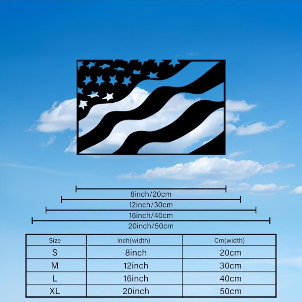 1pc USA Flag Metal Wall Art Black, Flat Silhouette Decorative Sign for Living Room Bedroom Office