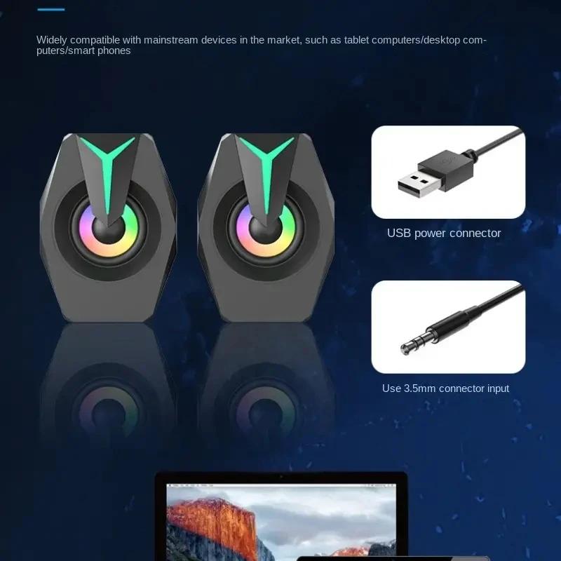 Altavoces Para Ordenador, Caja De Sonido Para PC, Micrófono Estereo HIFI, USB, Con Cable, Con Luz LED Para Ordenador De Escrit